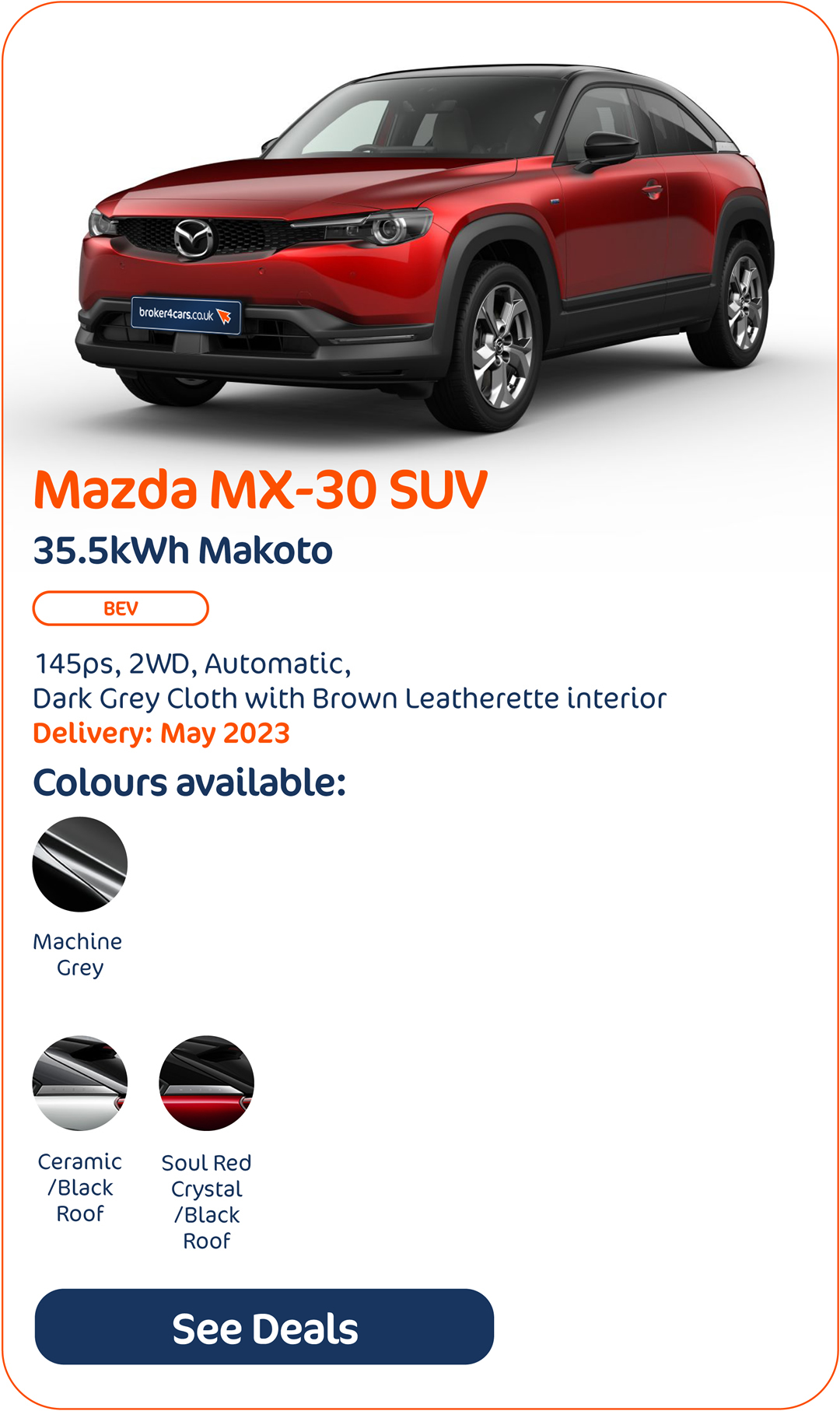 Mazda MX-30 SUV 35.5kWh Makoto - Click to Enquire